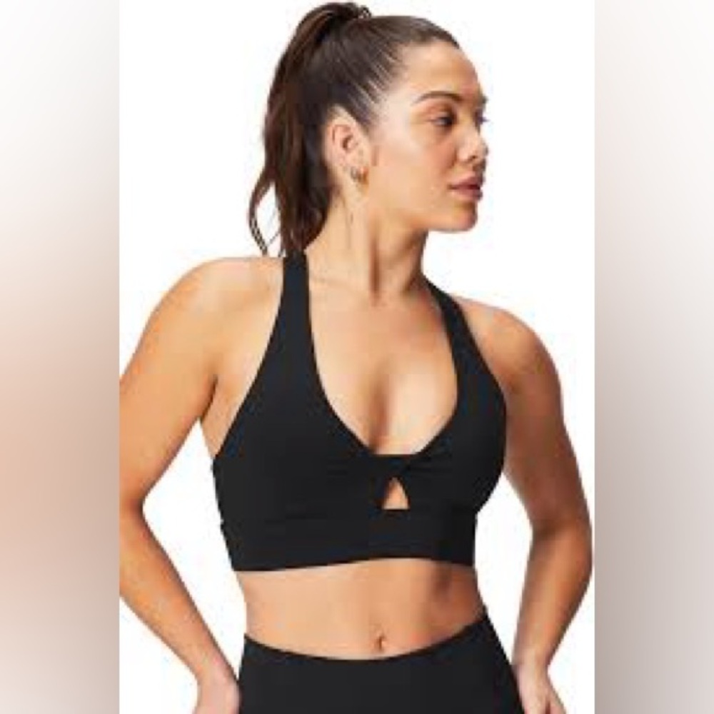 FABLETICS Oasis Twist Medium Impact SporTS BRA BLACK V-neck XL